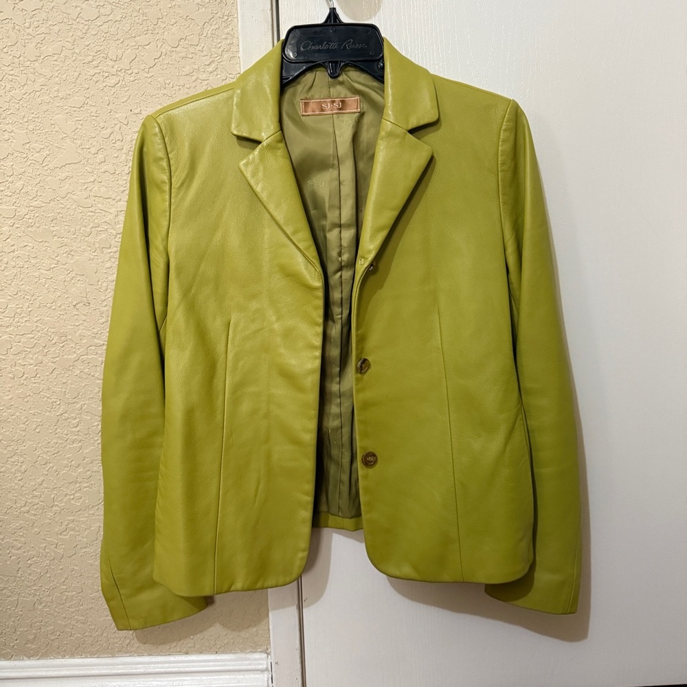 SJ SJ lime green leather jacket